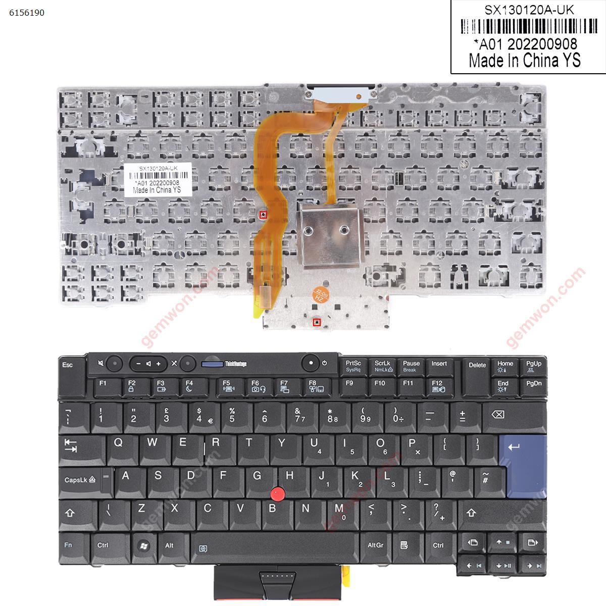 Picture of New Replacement Laptop Keyboard For IBM ThinkPad T400S T410 T410I T410S T420 X220 BLACK (with point stick For Win8) OEM Uk Layout