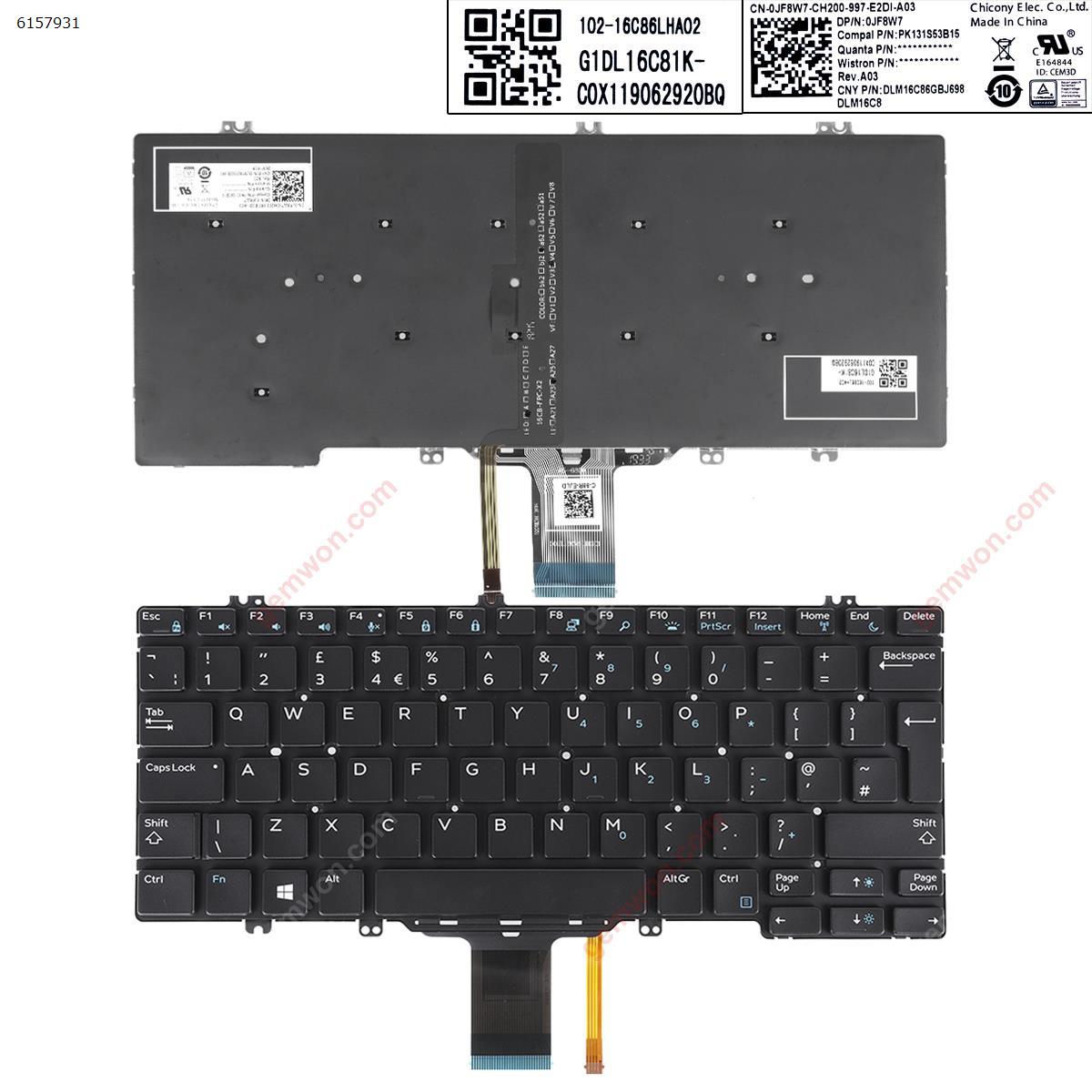 Picture of New Replacement Laptop Keyboard For DELL Latitude 13 7380 E7380 BLACK (Backlit,Without Point stict ,For Win8) Uk Layout