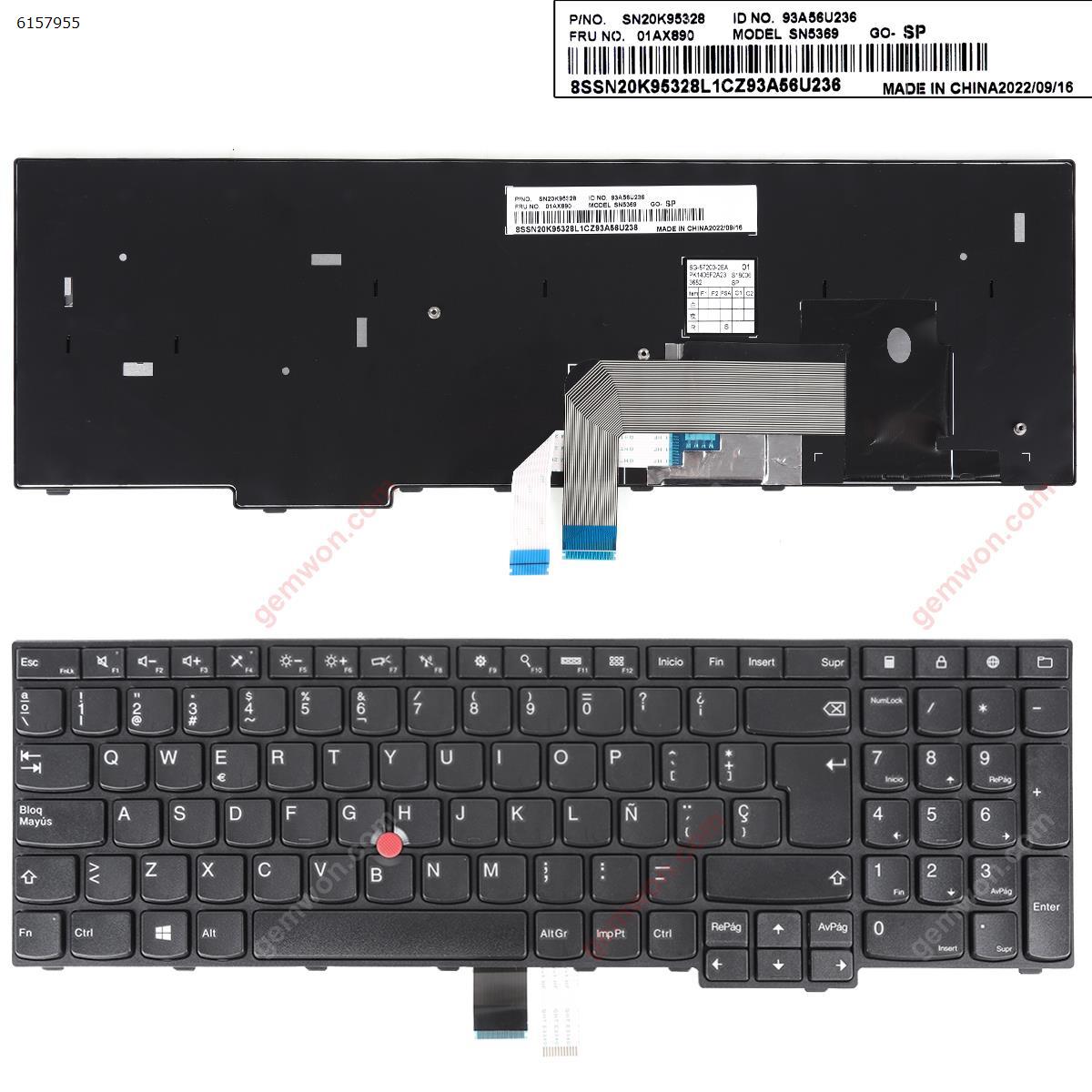 Picture of New Replacement Laptop Keyboard For Thinkpad E555 E550 BLACK FRAME BLACK(With Point stick,Win8 ) SP Layout