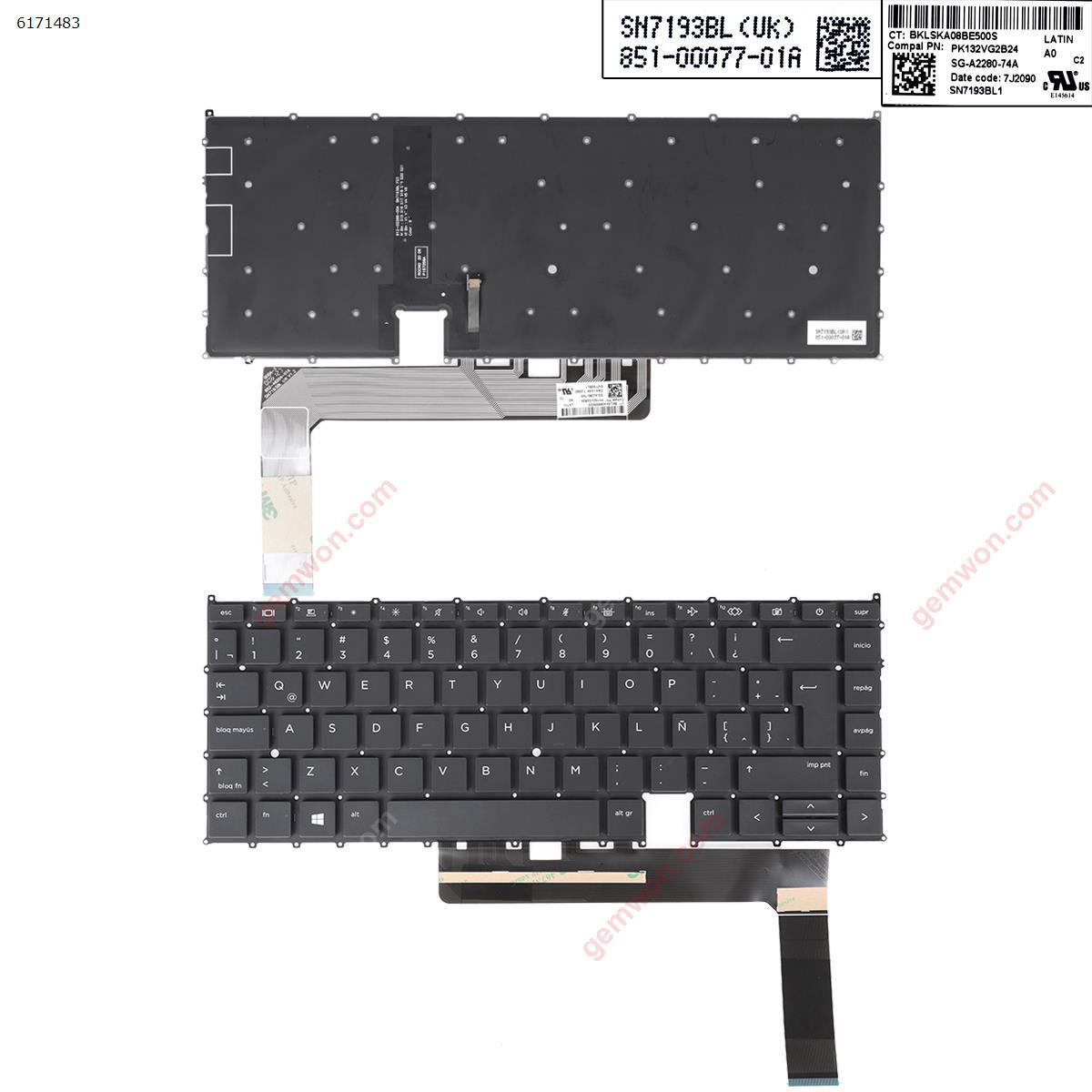 Picture of New Replacement Laptop Keyboard For HP EliteBook x360 1040 G7 1040 G8 BLACK（Backlit，Without FRAME） LA Layout
