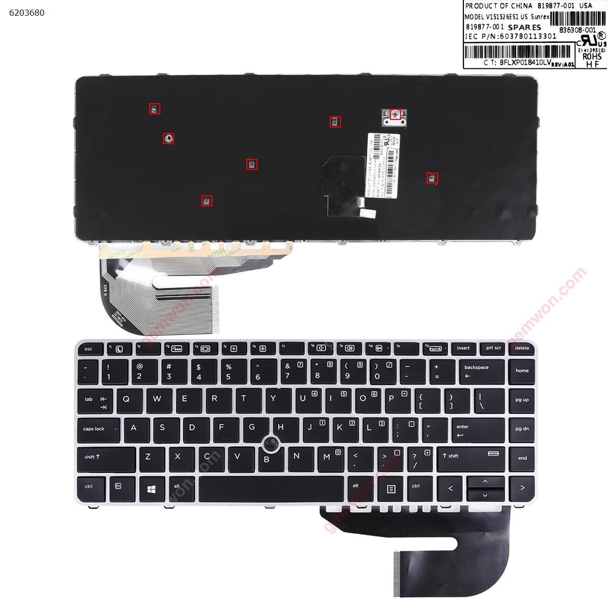 Picture of New Replacement Laptop Keyboard For HP 840 G3 SILVER FRAME BLACK  (With point,Win8) US Layout