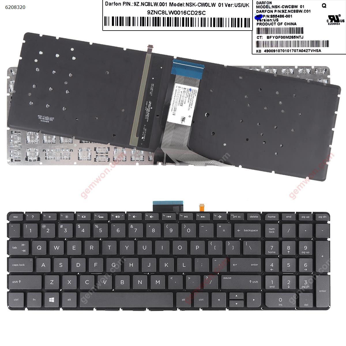 Picture of New Replacement Laptop Keyboard For HP ENVY x360 M6-w000 M6-W102Dx M6-W BLACK (Backlit,Without FRAME,WIN8) US Layout