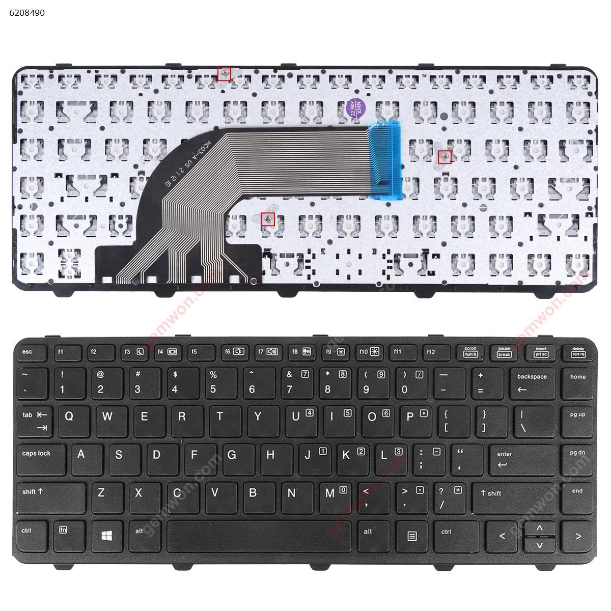Picture of New Replacement Laptop Keyboard For HP ProBook 440 G0 440 G1 445 G1 440 G2 445 G2 430 G2 BLACK FRAME BLACK WIN8 OEM US Layout