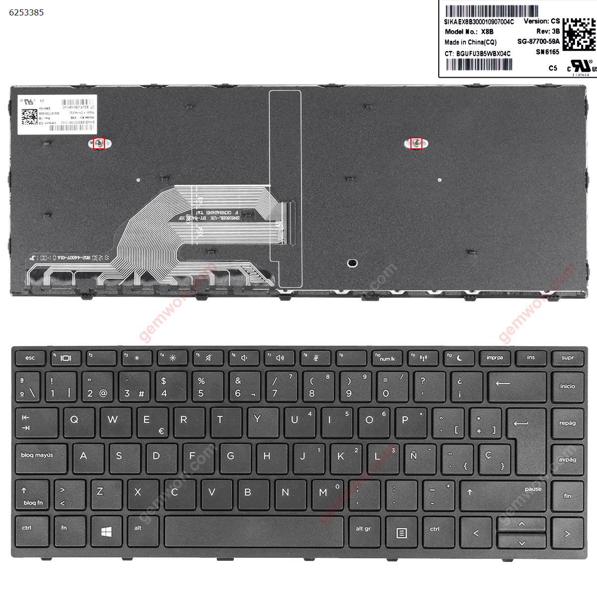 Picture of New Replacement Laptop Keyboard For HP Probook 430 G5 440 G5 445 G5 BLACK FRAME BLACK WIN8 SP Layout