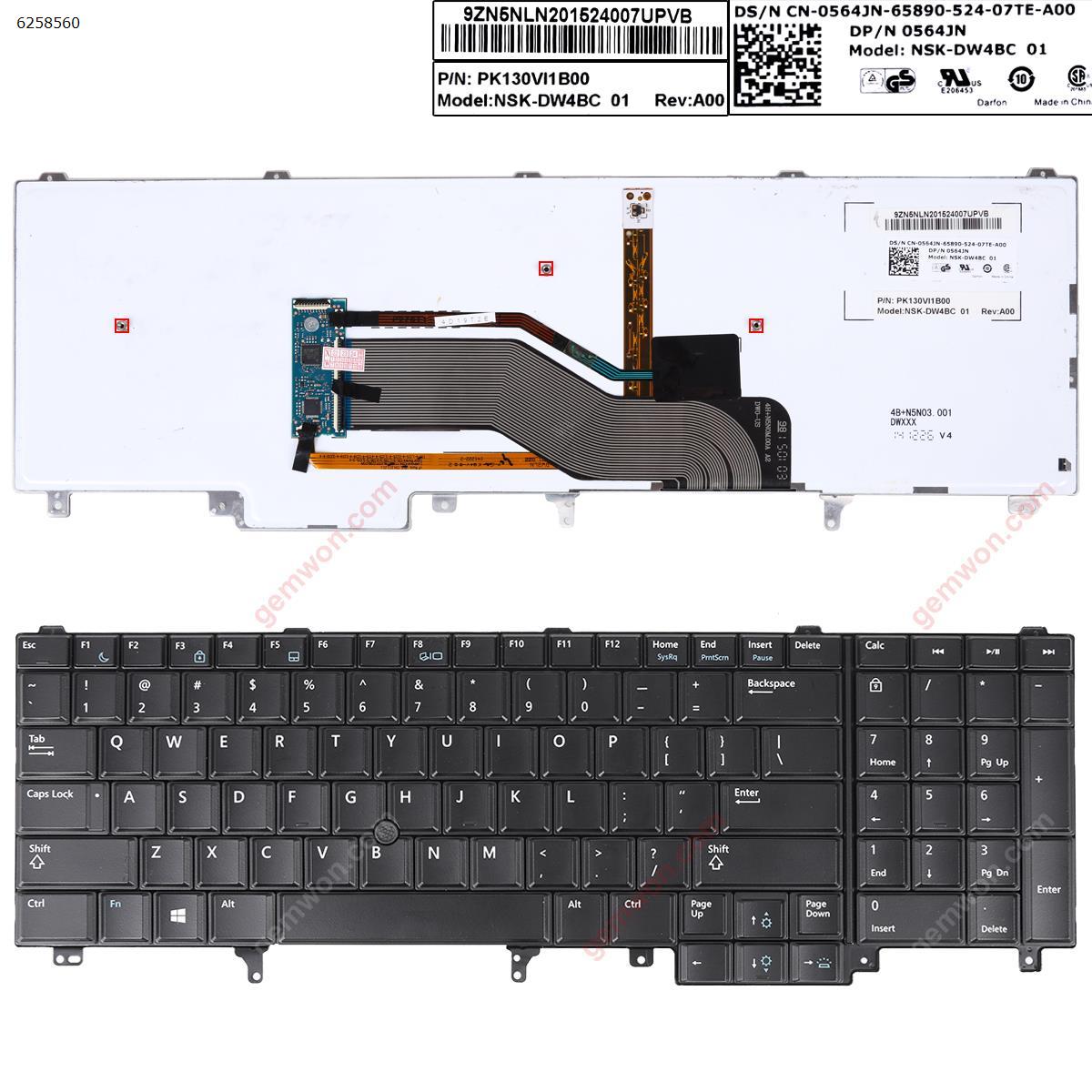 Picture of New Replacement Laptop Keyboard For DELL Latitude E6520 E6530 E6540 E5520 BLACK(With Point stick,Backlit,BLUE Printing,WIN8) US Layout