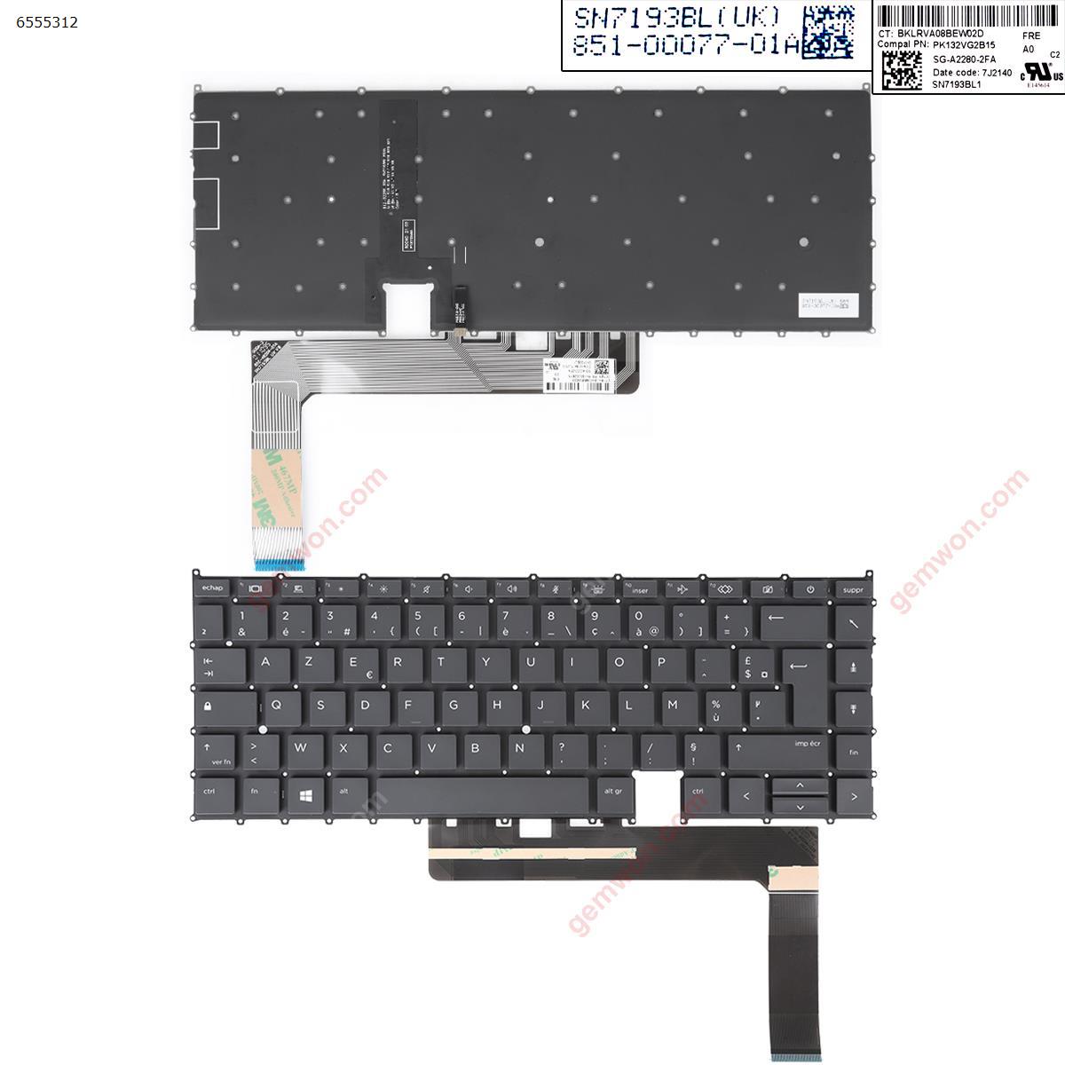 Picture of New Replacement Laptop Keyboard For HP EliteBook x360 1040 G7 1040 G8 BLACK（Backlit，Without FRAME） FR Layout