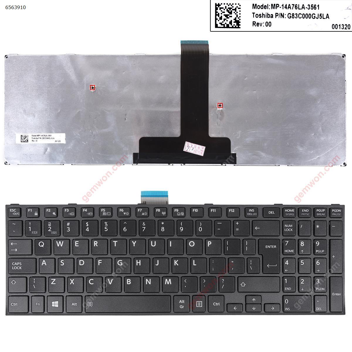 Picture of New Replacement Laptop Keyboard For Toshiba Satellite Pro R50-C Tecra A50-C Z50-C A50-C1510 A50-C1520 BLACK FRAME BLACK （Big Enter，WIN8） US Layout