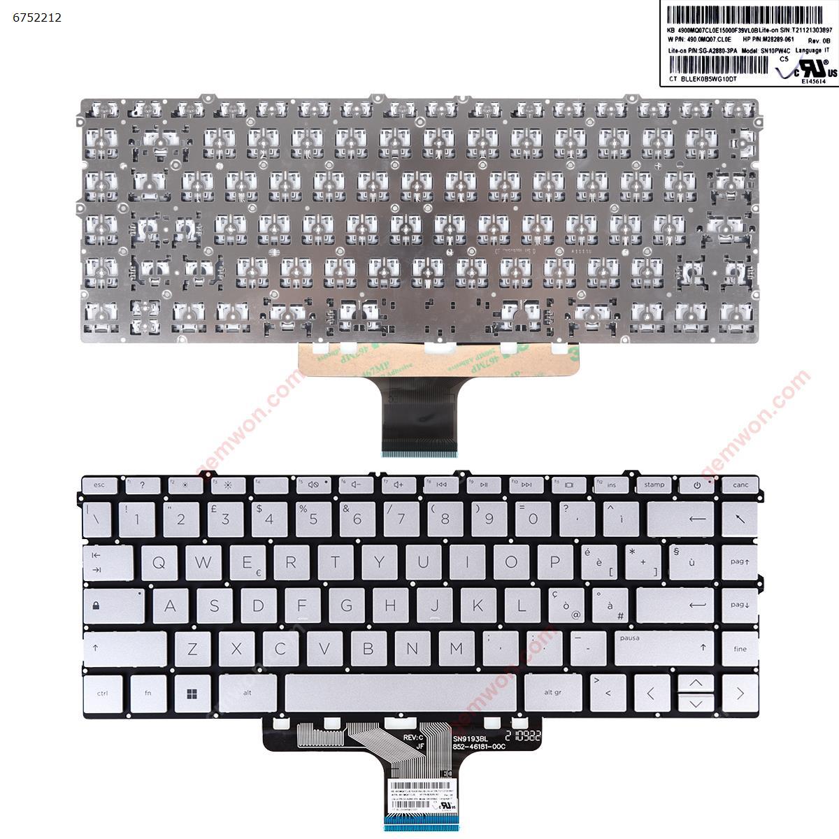 Picture of New Replacement Laptop Keyboard For HP pavilion X360 14-DV 14-DW 14-DV0003TX SILVER（Without FRAME） IT Layout