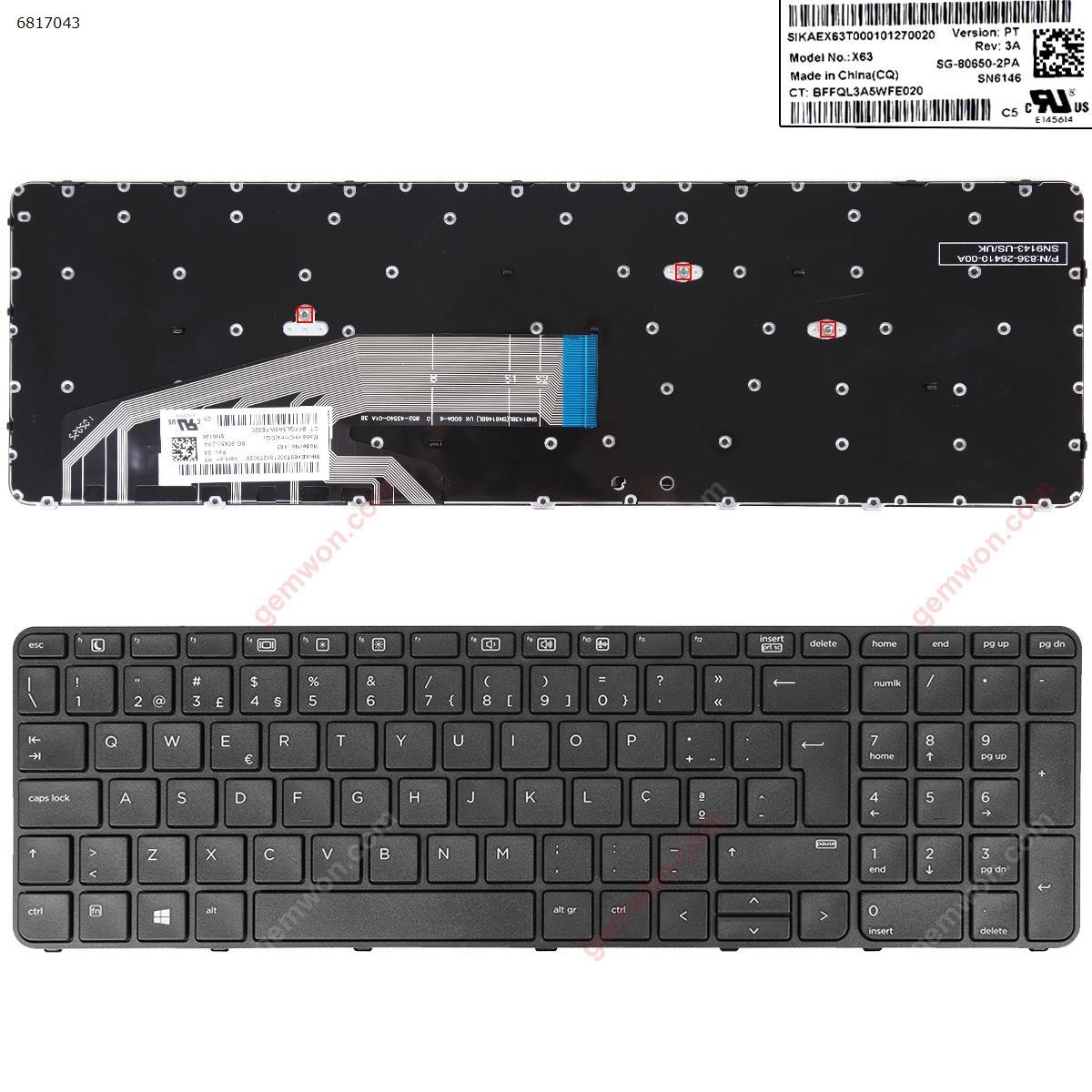 Picture of New Replacement Laptop Keyboard For HP ProBook 450 G3 455 G3 470 G3 BLACK FRAME BLACK FRAME BLACK PO Layout