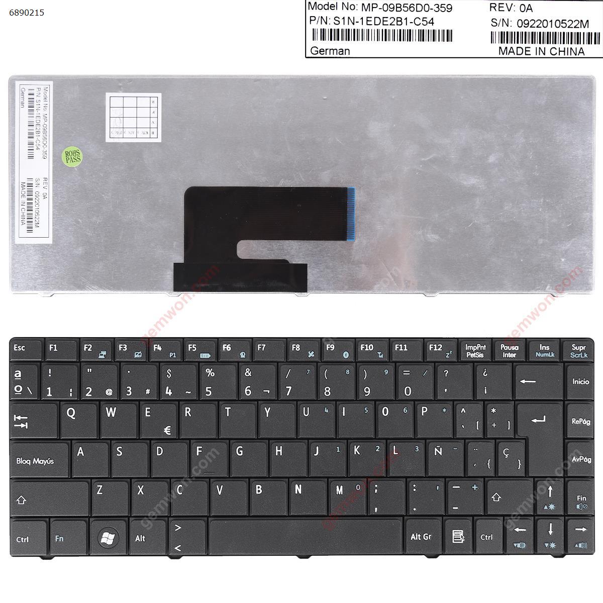 Picture of New Replacement Laptop Keyboard For Medion E1312/MSI X300 X340 X400 BLACK SP Layout