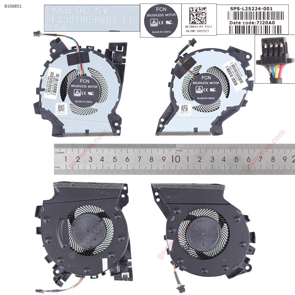 Picture of New Replacement CPU Cooling Fan For HP ZHAN 99 G1 ZHAN 99-65 Zbook 15V G5 TPN-C134（L+R,ORG）. L25223-001   L25224-001 Layout