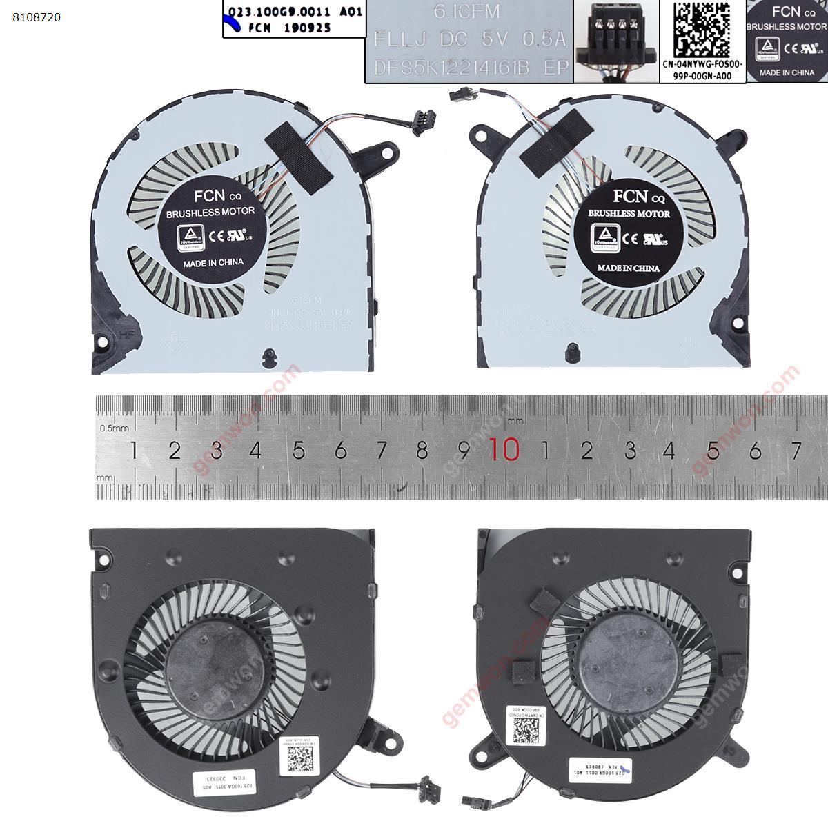 Picture of New Replacement CPU Cooling Fan For DELL G3-3590 special G3 3500 L+R（ORG）2019. DFS5K12304303B DFS5K12214161B Layout