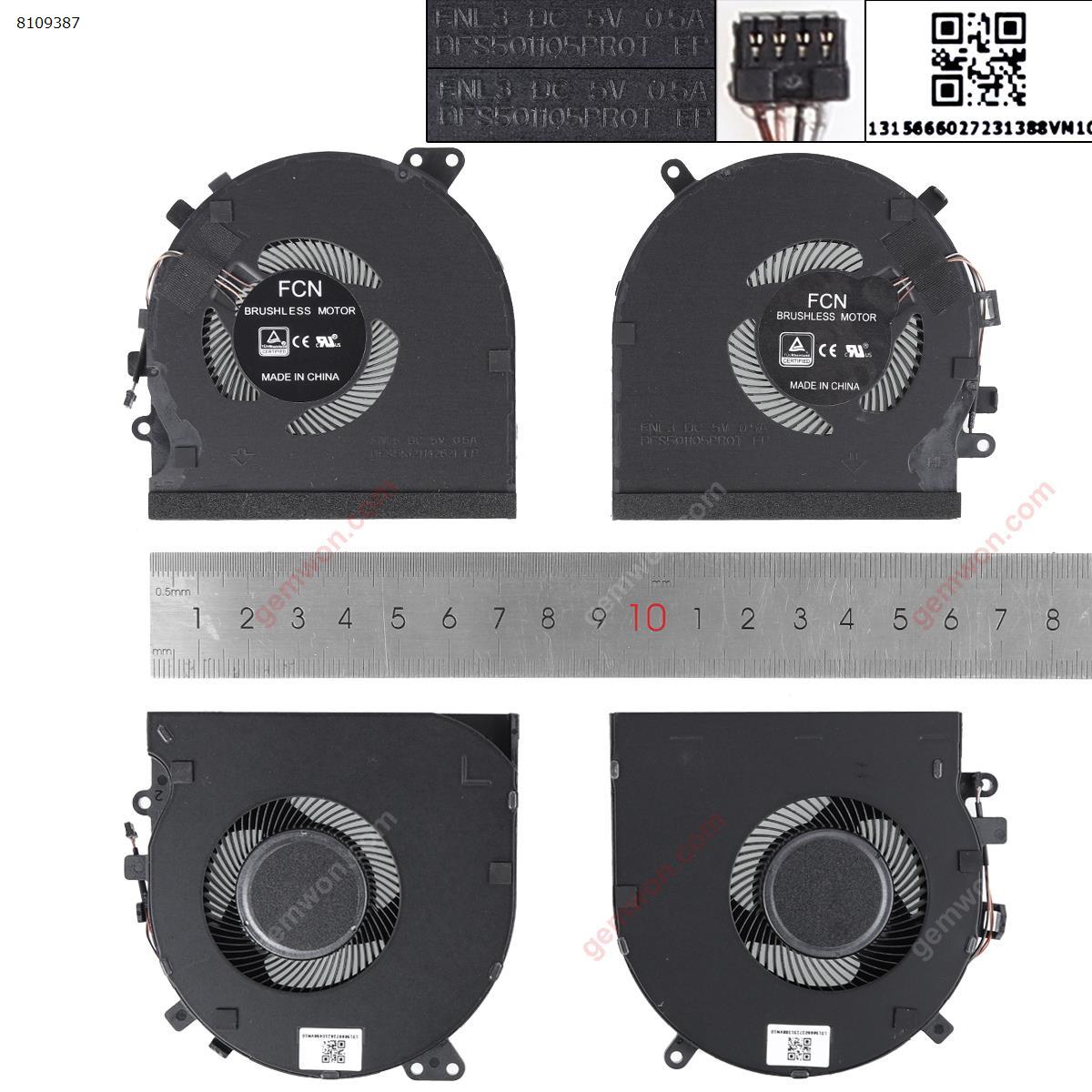 Picture of New Replacement CPU Cooling Fan For RAZER RZ09-027 RZ09-0270（ORG,L+R）. DFS5K121142621   DFS501105PROT Layout