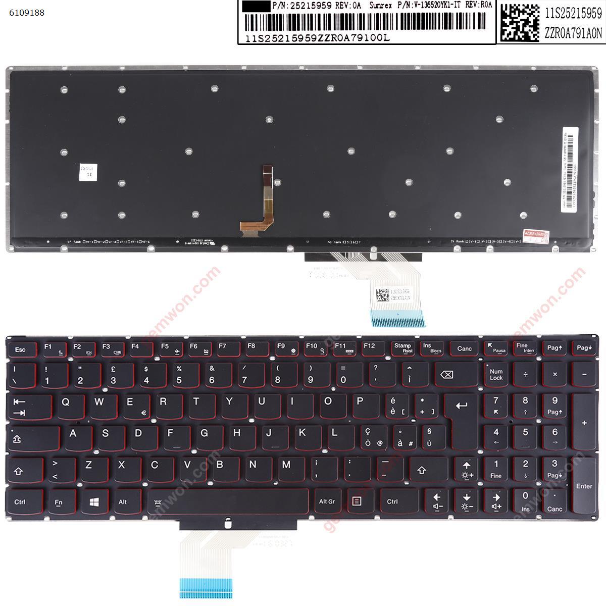Picture of New Replacement Laptop Keyboard For Lenovo Y50-70 Y70-70 BLACK (Red Backlit,Win8) IT Layout