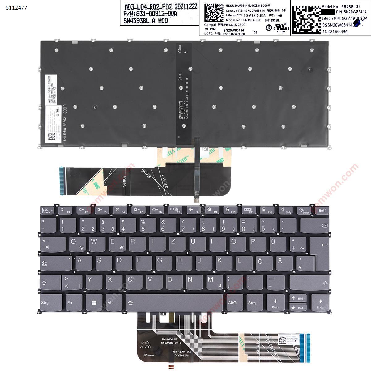 Picture of New Replacement Laptop Keyboard For Lenovo Yoga Slim 7-14ARE05 ThinkBook 14 G2 Xiaoxin Air 14 GRAY（Backlit） GR Layout
