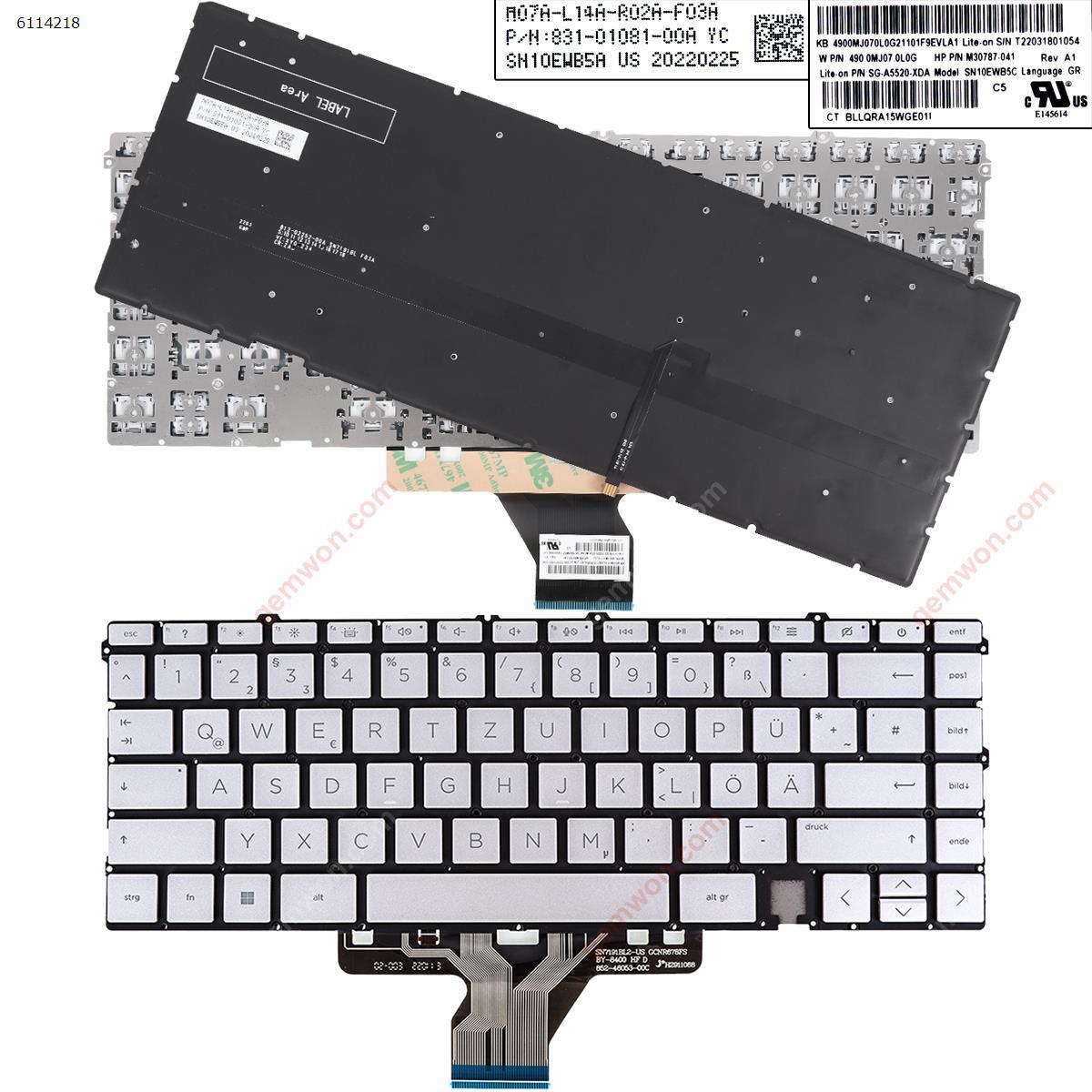 Picture of New Replacement Laptop Keyboard For HP ENVY X360 Convertible 15-ES 15M-ES 15T-ES SILVER(Backlit,Without FRAME) GR Layout