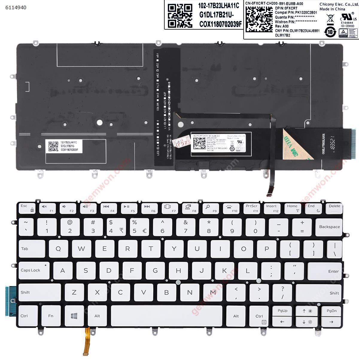 Picture of New Replacement Laptop Keyboard For Dell XPS 13 9370   9380  WHITE (Backlit, Win8) US Layout
