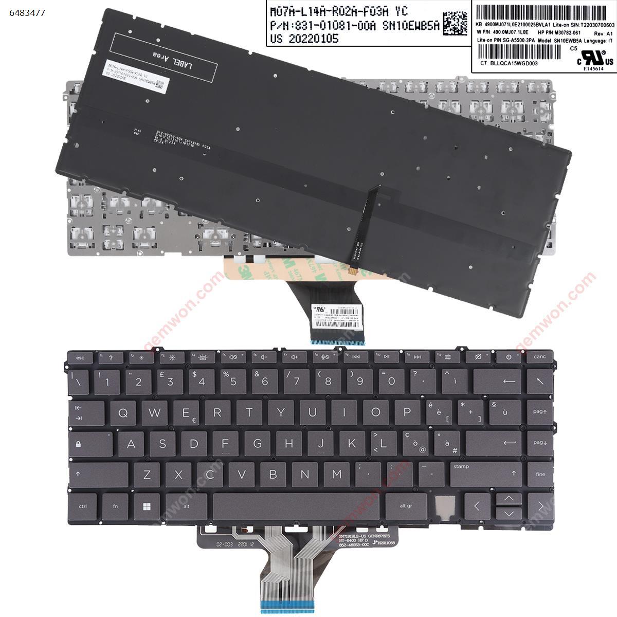 Picture of New Replacement Laptop Keyboard For HP ENVY X360 Convertible 15-ES 15M-ES 15T-ES BLACK GRAY（Backlit，Without FRAME） IT Layout