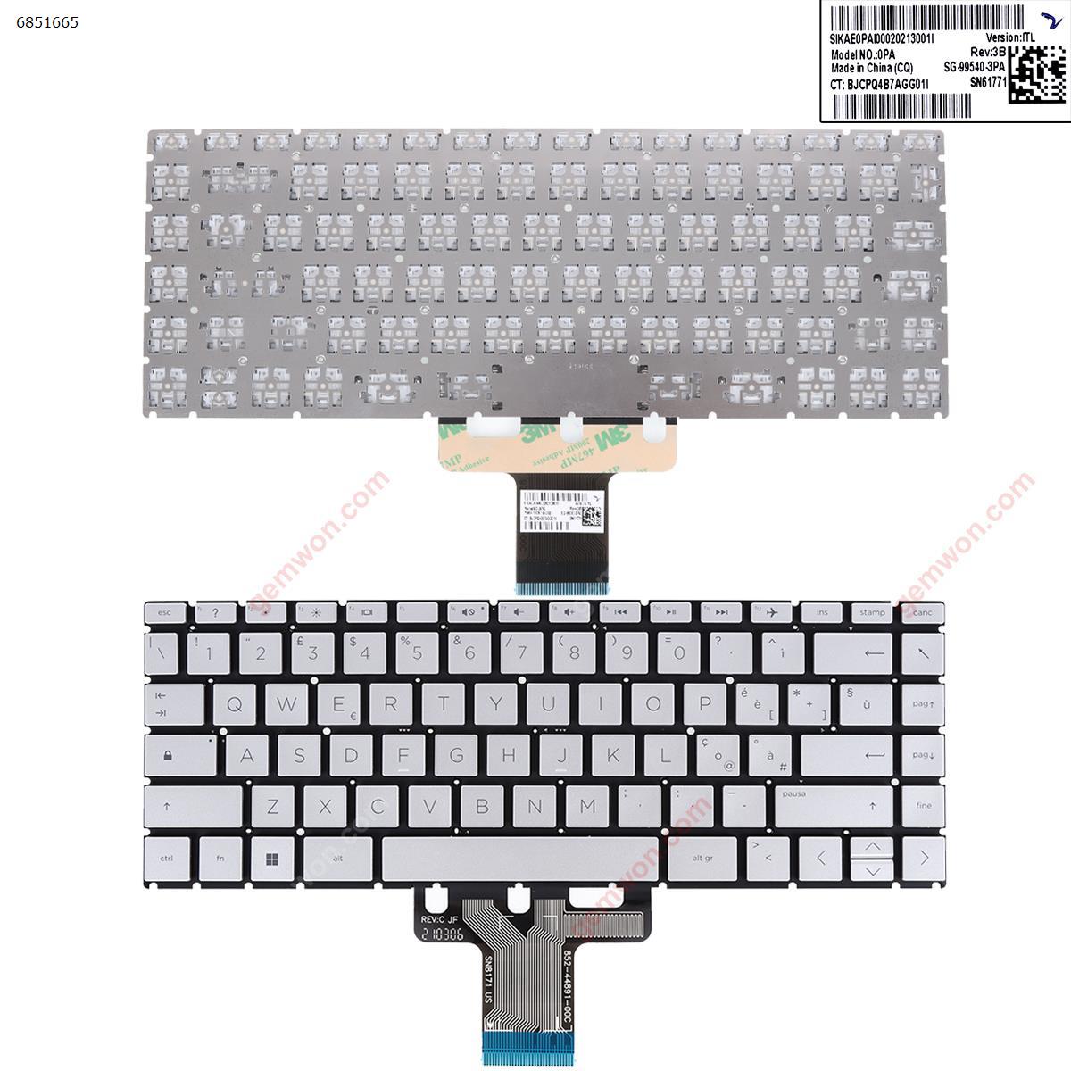 Picture of New Replacement Laptop Keyboard For HP Pavilion 14-CC 14-CD 14m-cd 14t-cd 14-CE 14-CF 14-CK 14-CM 14-CS 14-CY 14-DA 14-DF 14-DG 14-dh 14m-dh 14t-dh 14-DK 14-DR 14s-DR 14-dq 14s-dq SILVER（Without FRAME） IT Layout