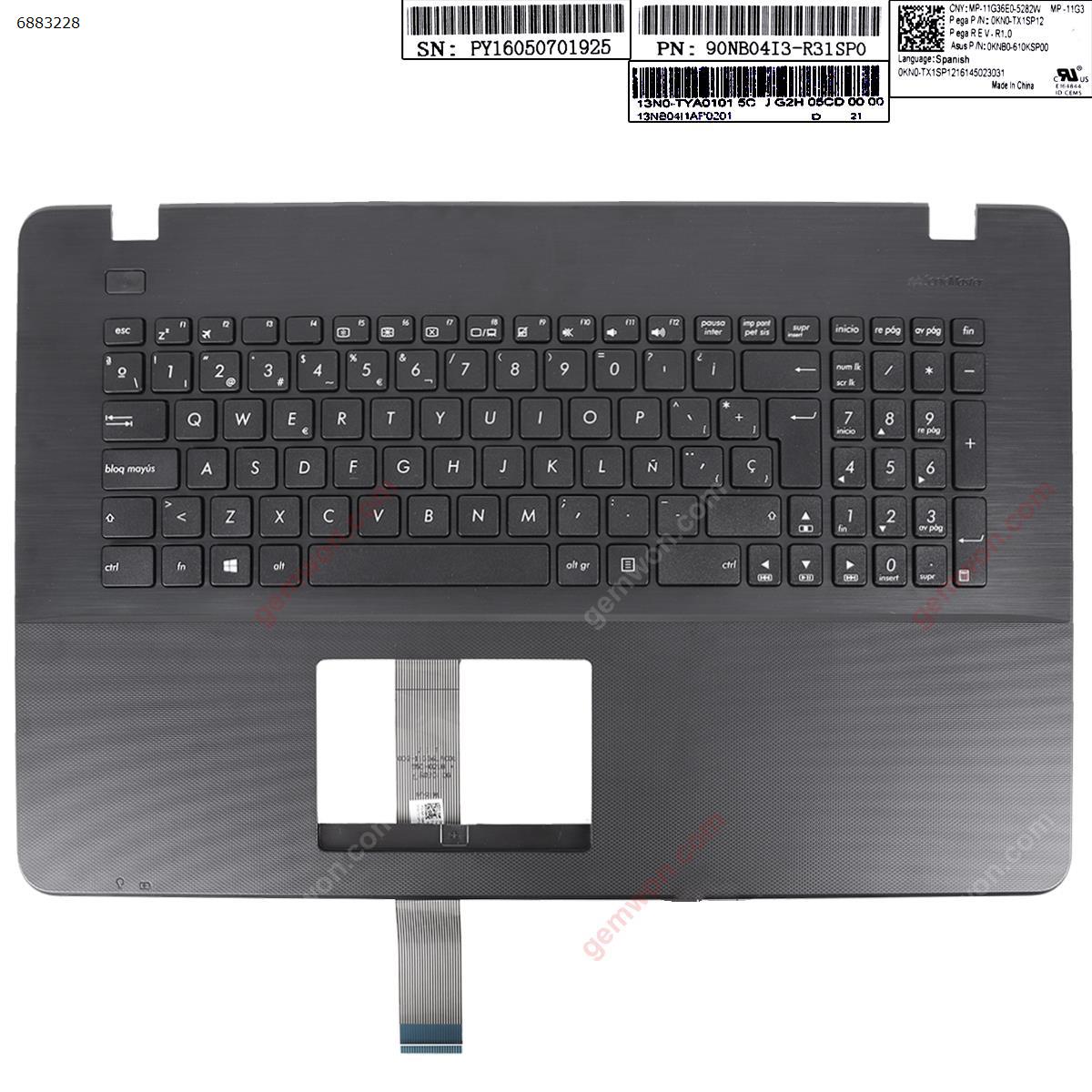 Picture of New Replacement Laptop Keyboard For ASUS  X751 X751MA X751MD X751MJ X751N X751NA  Topcase Palmres Laptop SP Keyboard Without Touchpard SP Layout