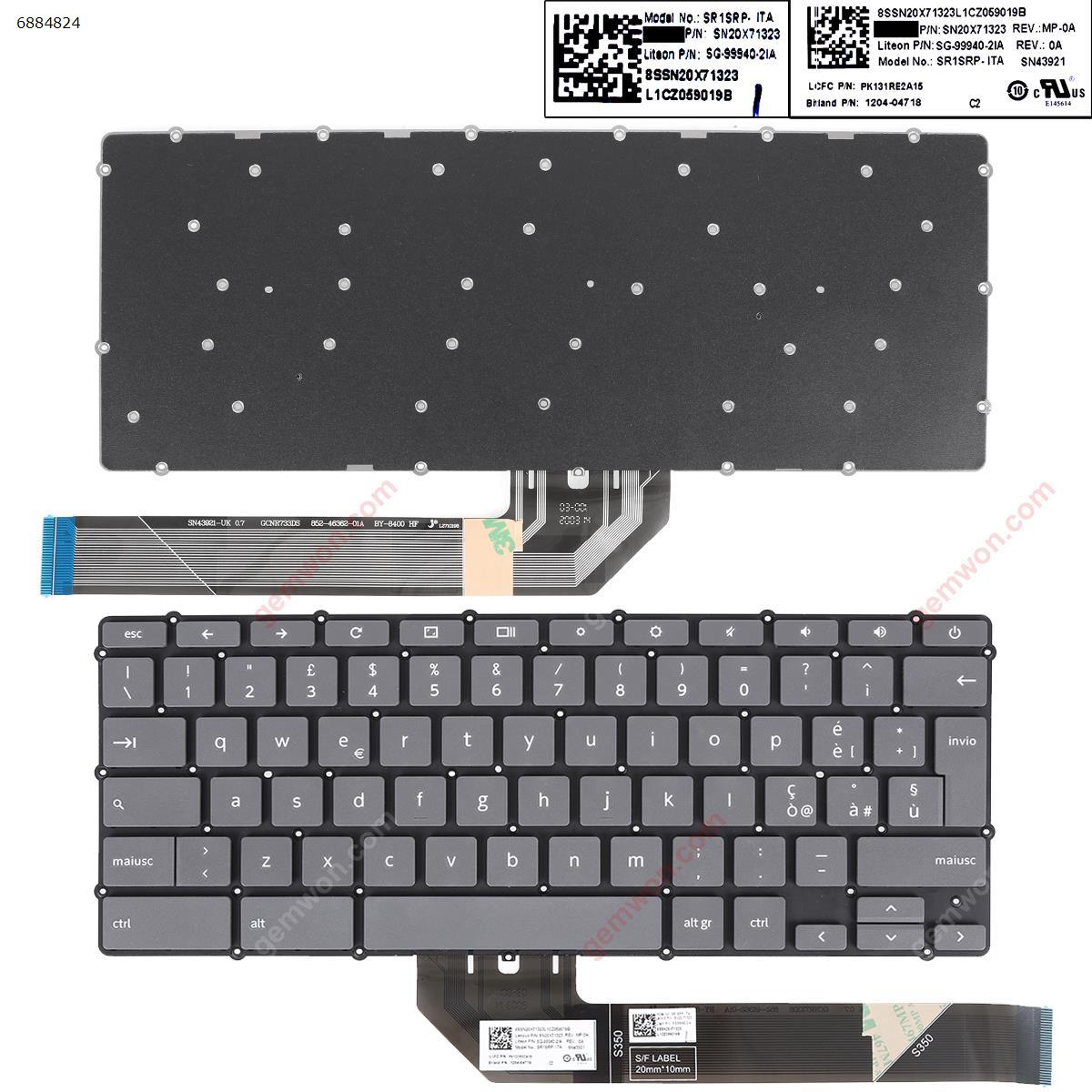 Picture of New Replacement Laptop Keyboard For Lenovo Ideapad 3 CHROMEBOOK - 11IGL05 GRAY IT Layout