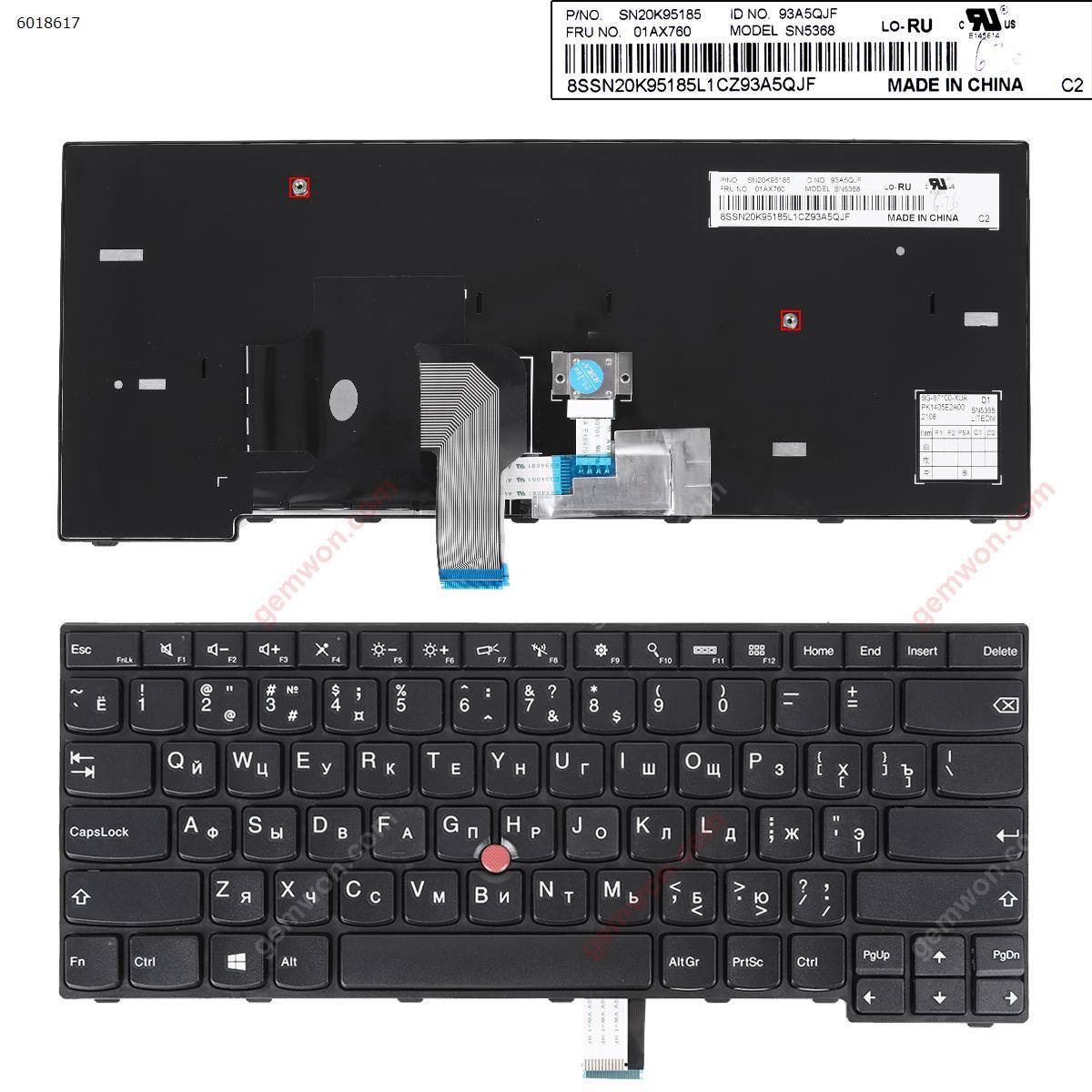 Picture of New Replacement Laptop Keyboard For IBM Thinkpad E450 E455 E450C BLACK FRAME BLACK(With Point stick,Win8)  OEM RU Layout