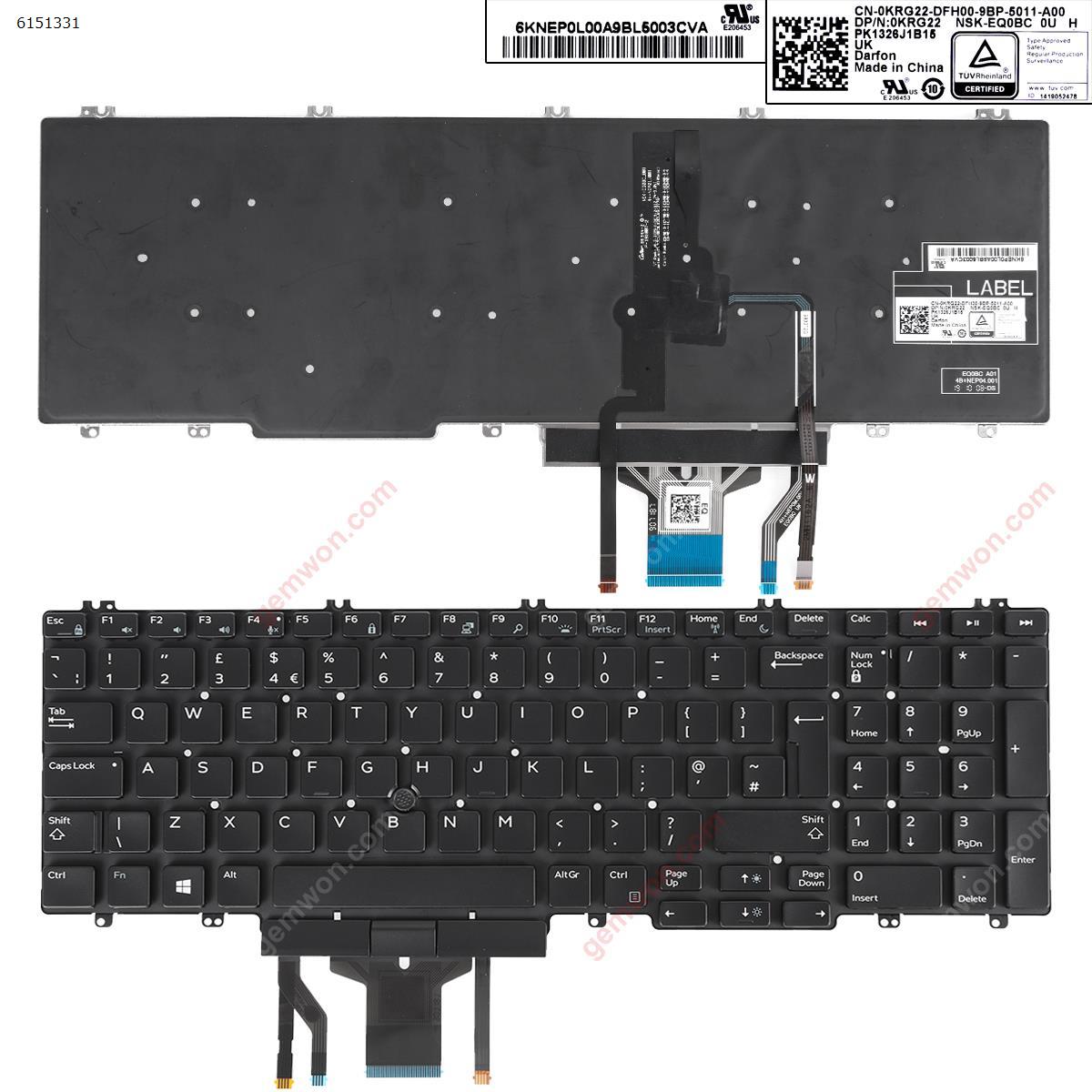 Picture of New Replacement Laptop Keyboard For DELL Precision 7530 7730 E7530 M7530 7540 7740 BLACK（Backlit，With Point Stick ,Win8） Uk Layout