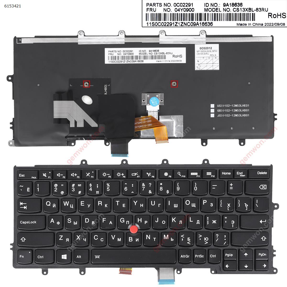 Picture of New Replacement Laptop Keyboard For IBM Thinkpad X240 X240S X260 BLACK FRAME BLACK(For Win8,With Point，Backlit Compatible with X270) OEM RU Layout
