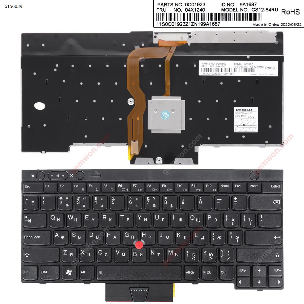 Picture of New Replacement Laptop Keyboard For IBM ThinkPad T430 T530 X230 BLACK (with point stick For Win8) OEM RU Layout