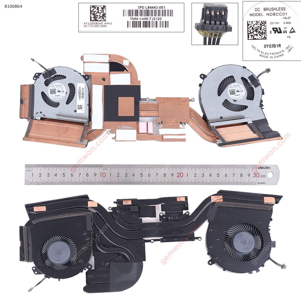 Picture of New Replacement CPU Cooling Fan For HP 15-DH TPN-C143 fan+Heatsink. L64443-001 Layout