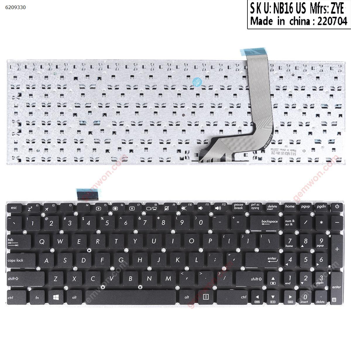 Picture of New Replacement Laptop Keyboard For ASUS X542 X542B BLACK（Without FRAME,WIN8） US Layout