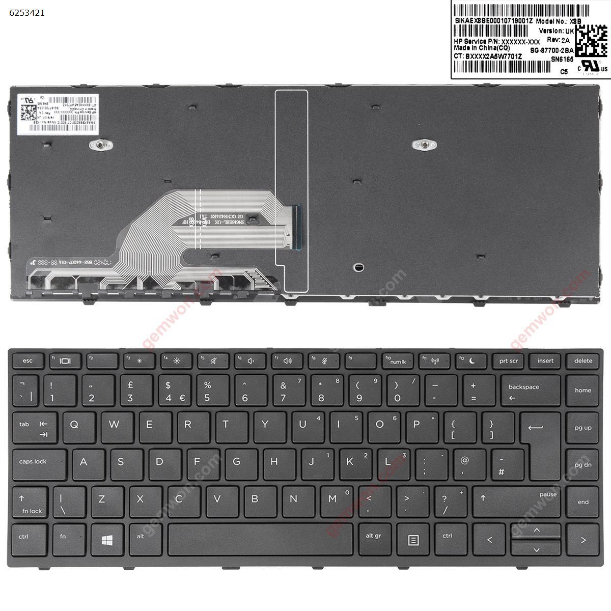 Picture of New Replacement Laptop Keyboard For HP Probook 430 G5 440 G5 445 G5 BLACK FRAME BLACK WIN8  （Disassemble） Uk Layout