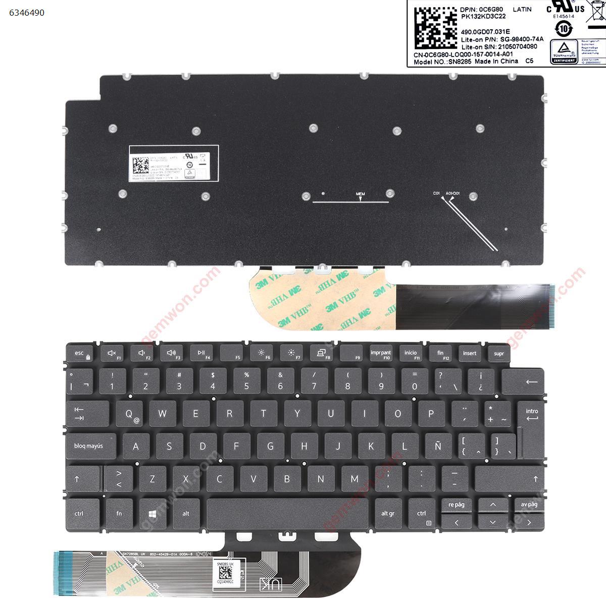 Picture of New Replacement Laptop Keyboard For Dell Inspiron 13 5390 5391 7391 14 5493 5498 7490 7491 GRAY ( Without FARME) LA Layout