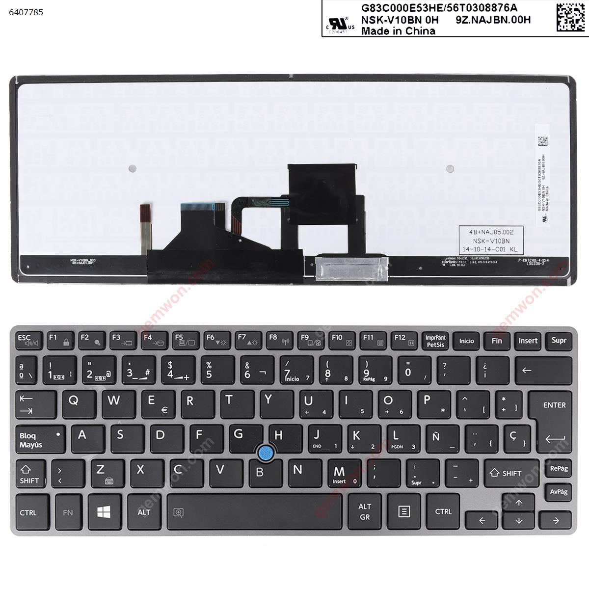 Picture of New Replacement Laptop Keyboard For TOSHIBA Z30 GRAY FRAME BLACK(Backlit,For Win8,With Point stick) SP Layout