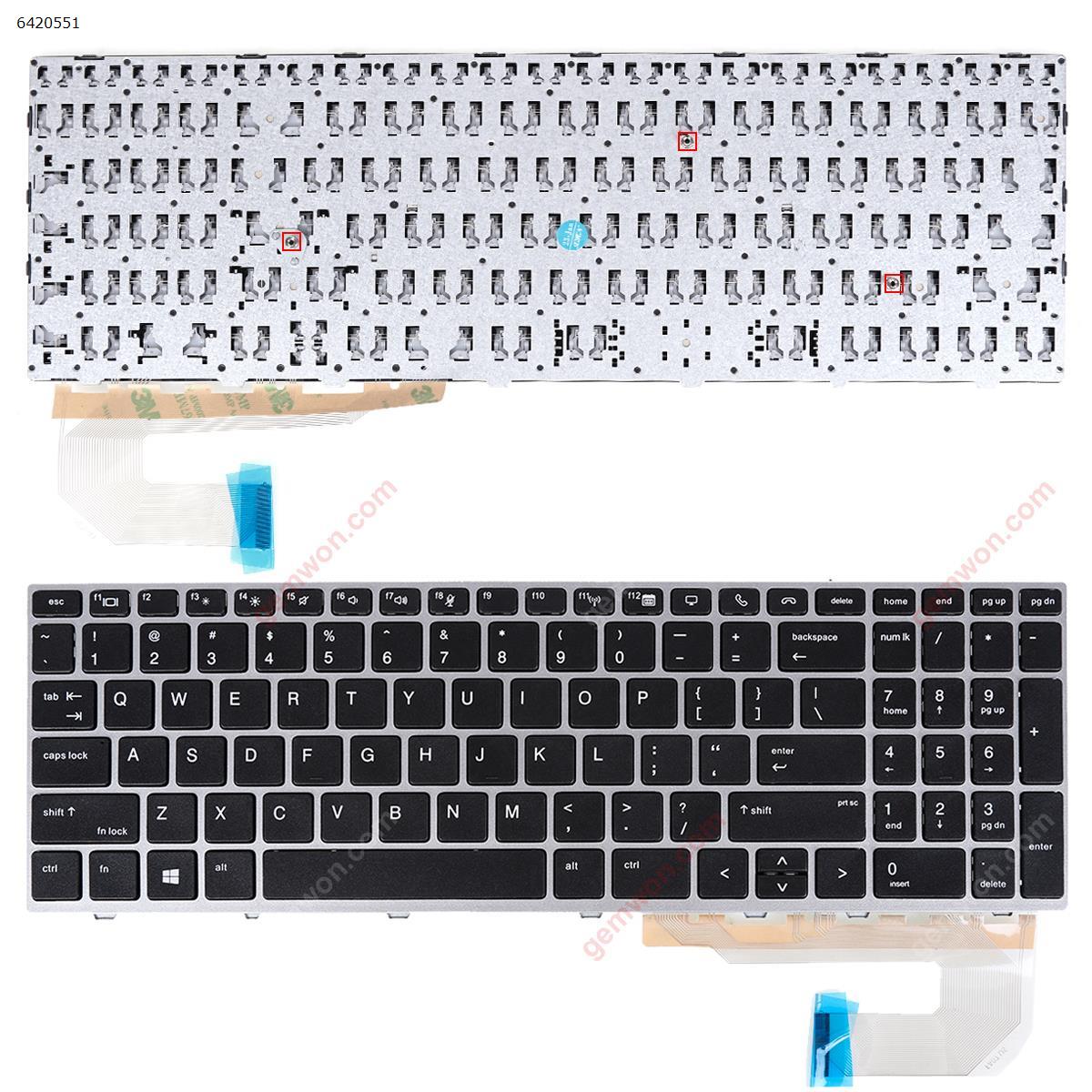 Picture of New Replacement Laptop Keyboard For HP Elitebook 850 G5 755 G5 ZBook 15u G5 SILVER FRAME BLACK (OEM,Win8)   US Layout