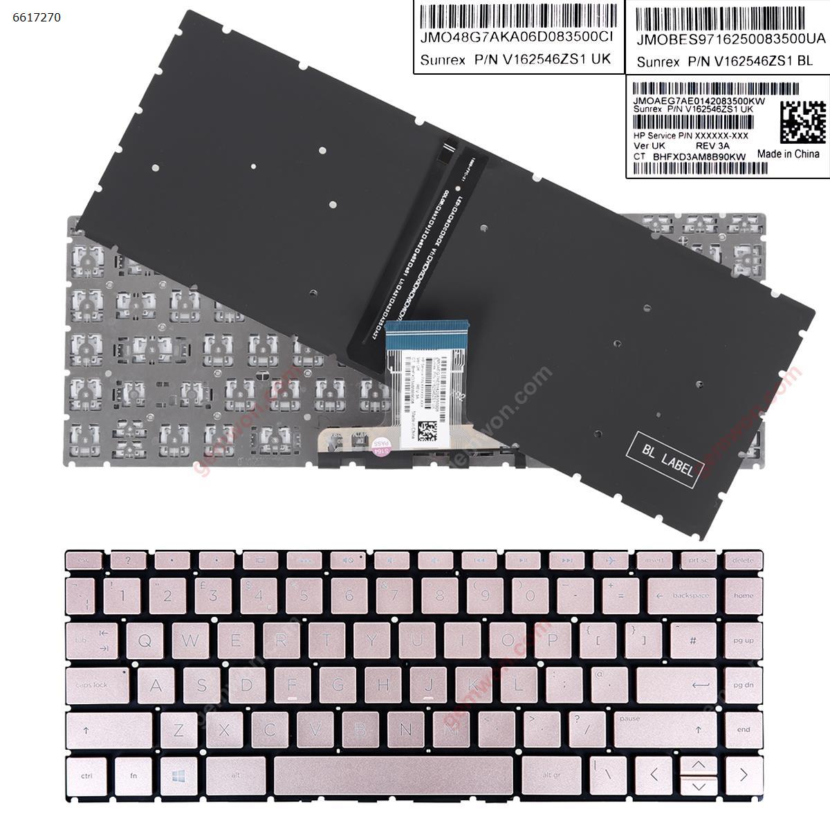 Picture of New Replacement Laptop Keyboard For HP Pavilion 14-CC 14-CD 14m-cd 14t-cd 14-CE 14-CF 14-CK 14-CM 14-CS 14-CY 14-DA 14-DF 14-DG 14-dh 14m-dh 14t-dh 14-DK 14-DR 14s-DR 14-dq 14s-dq GOLDEN（Backlit,Without FRAME） Uk Layout