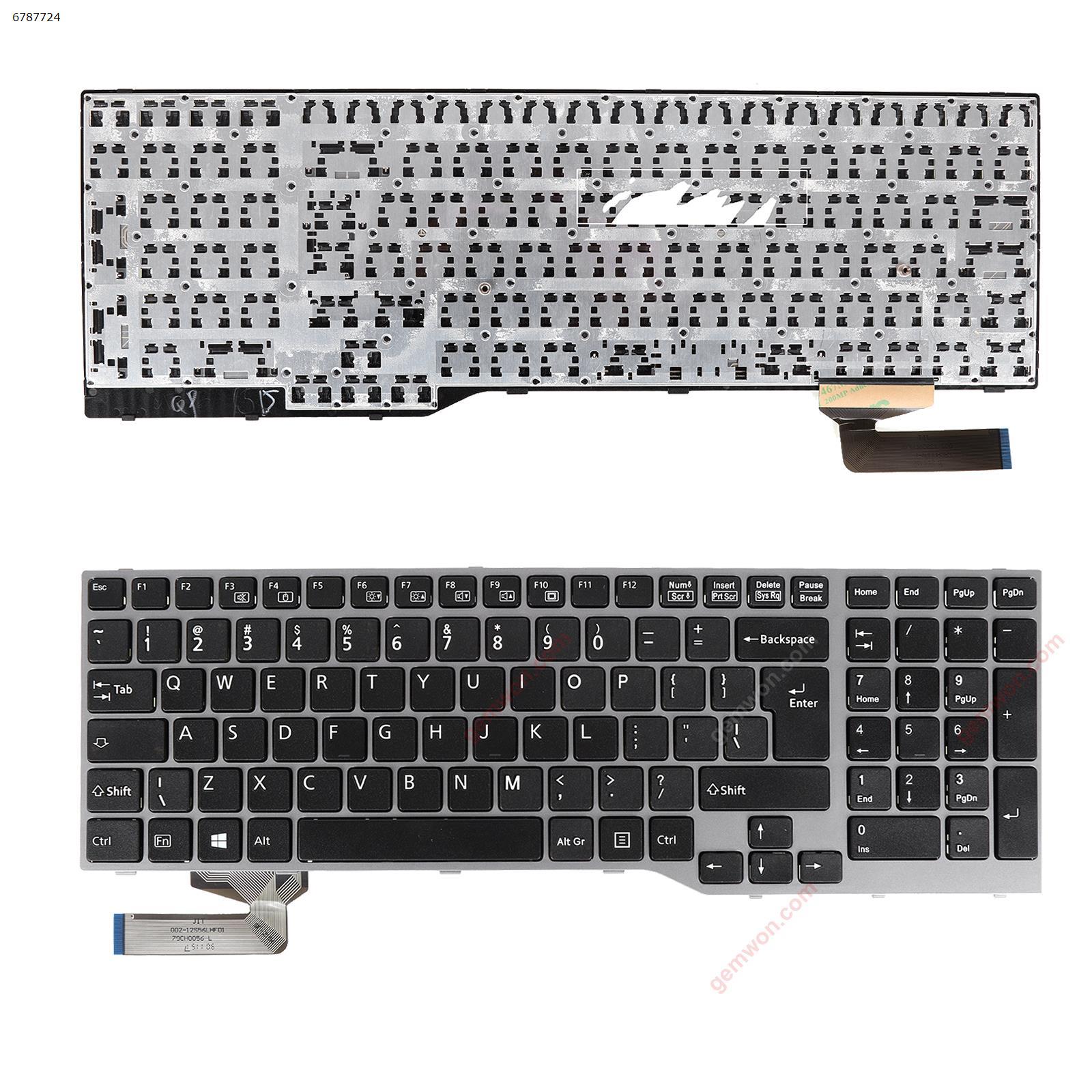 Picture of New Replacement Laptop Keyboard For Fujitsu Lifebook E753 E754 GRAY FRAME BLACK ( Reprint，Win8) US Layout