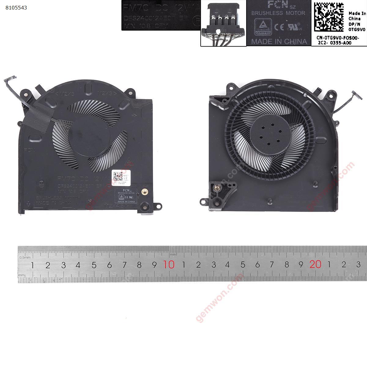 Picture of New Replacement CPU Cooling Fan For DELL M15 R3 0TG9V0 GPU Fan（ORG）. 0TG9V0 Layout