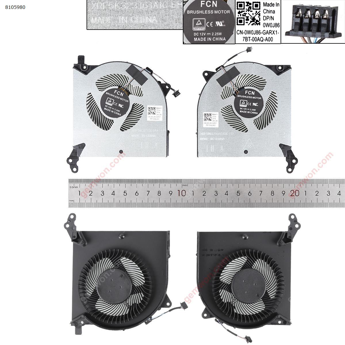 Picture of New Replacement CPU Cooling Fan For LENOVO 2020 R7000 Y550-15 Y7000P CPU+GPU 12V，（High copy）. N/A Layout