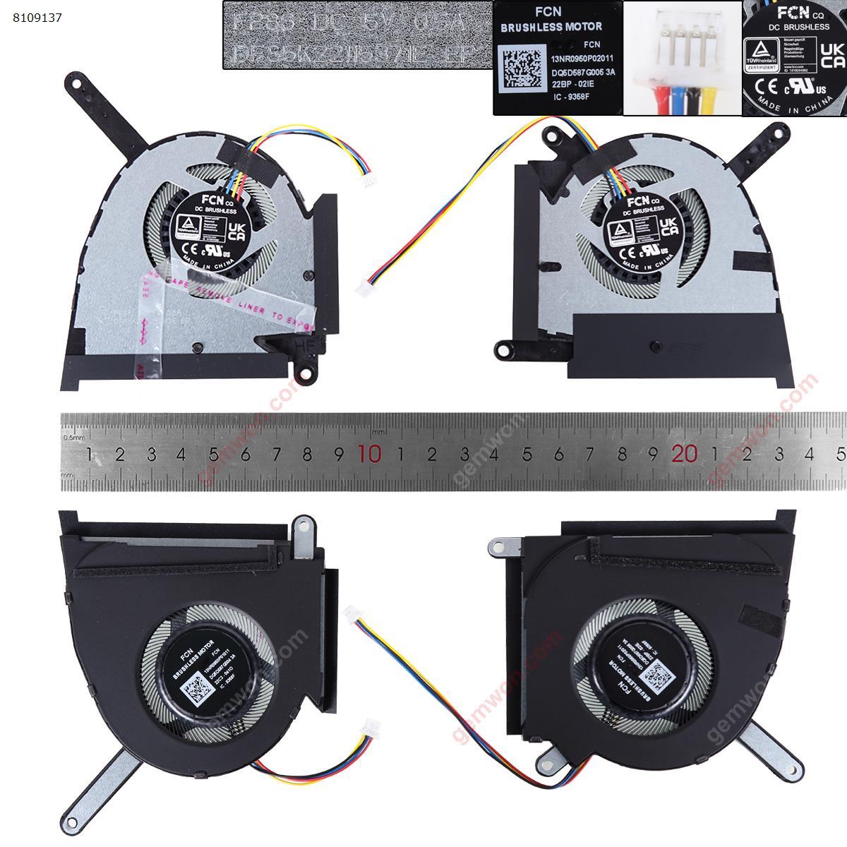 Picture of New Replacement CPU Cooling Fan For ASUS TUF Dash F15 FX517ZC ZR（L+R,ORG）. N/A Layout