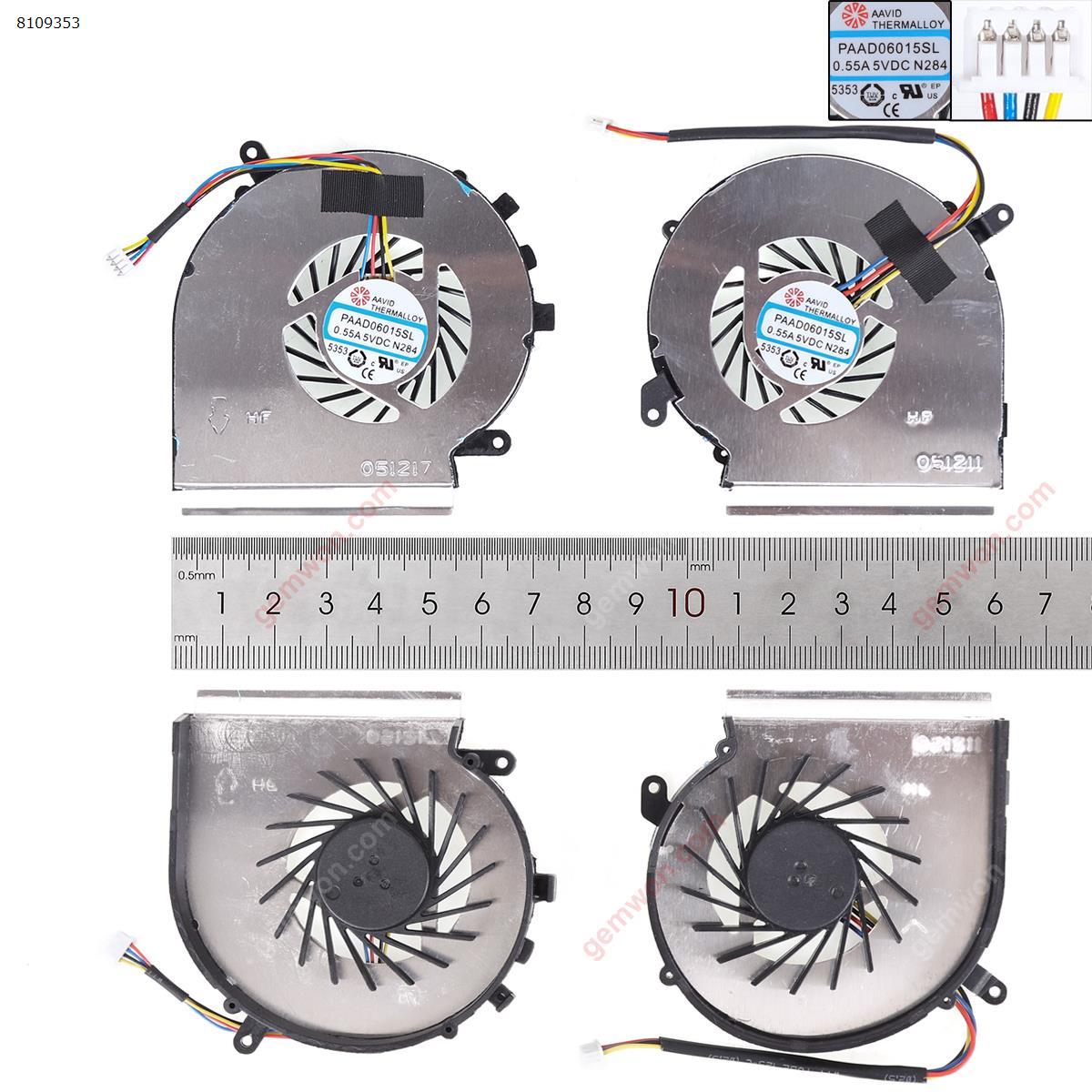 Picture of New Replacement CPU Cooling Fan For MSI GE62VR GE72VR 4pin L+R，High copy(Version 2).  N/A Layout