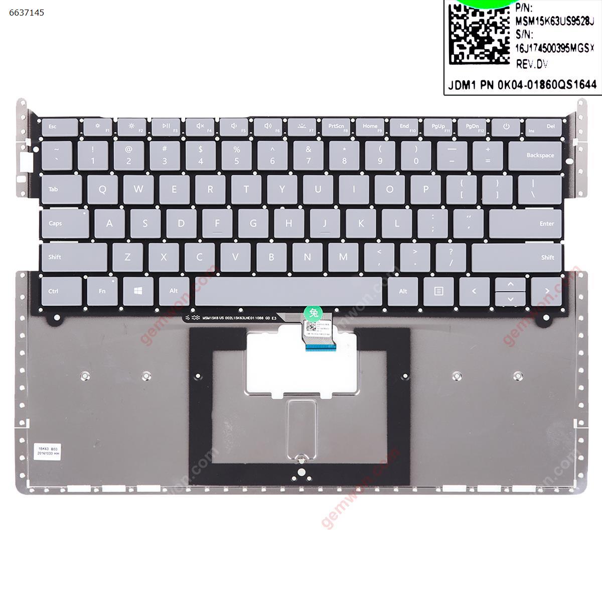 Picture of New Replacement Laptop Keyboard For Microsoft surface 13.5' 1769 1782 1770 1772 G672819NW GRAY  US Layout