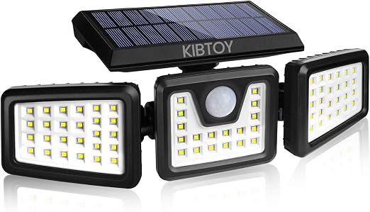 KIBTOY Solar Sensor Outdoor Bright Light Easy to Install, Security Light with 360° Wide Lighting Angle IP65 Waterproof for Front Door,Pathway,Yard,Garage [Energy Class A]