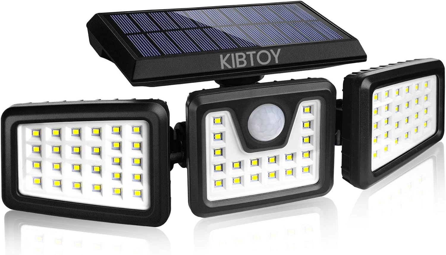KIBTOY Solar Sensor Outdoor Bright Light Easy to Install, Security Light with 360° Wide Lighting Angle IP65 Waterproof for Front Door,Pathway,Yard,Garage [Energy Class A]