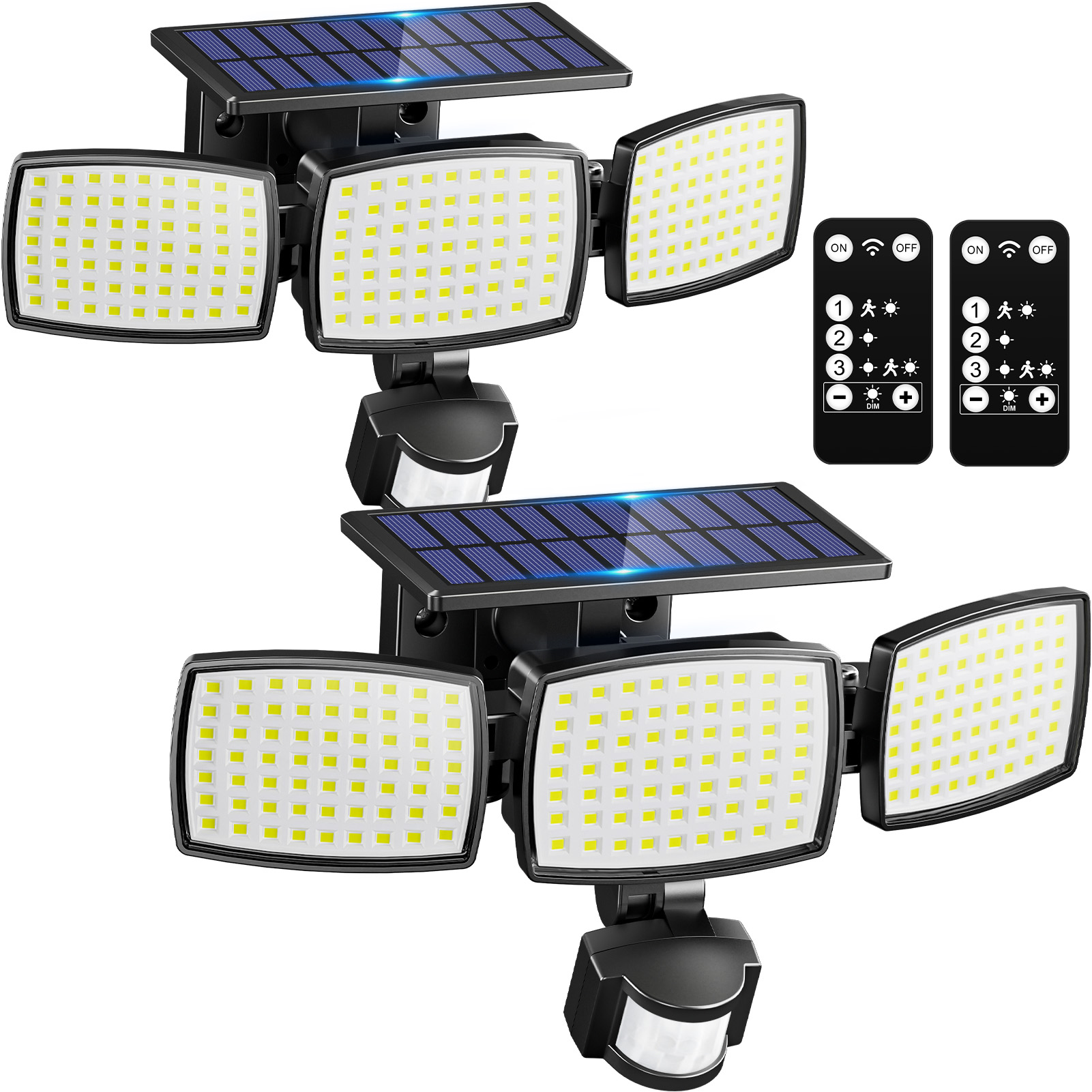 KIBTOY 189LED Solar Security Light Motion Sensor Outdoor, Easy to Install, 330° Wide Lighting Angle IP65 Waterproof, Solar Flood Lights for Front Door, Yard, Garage, Sidewalk, Pathway (2 Pack)