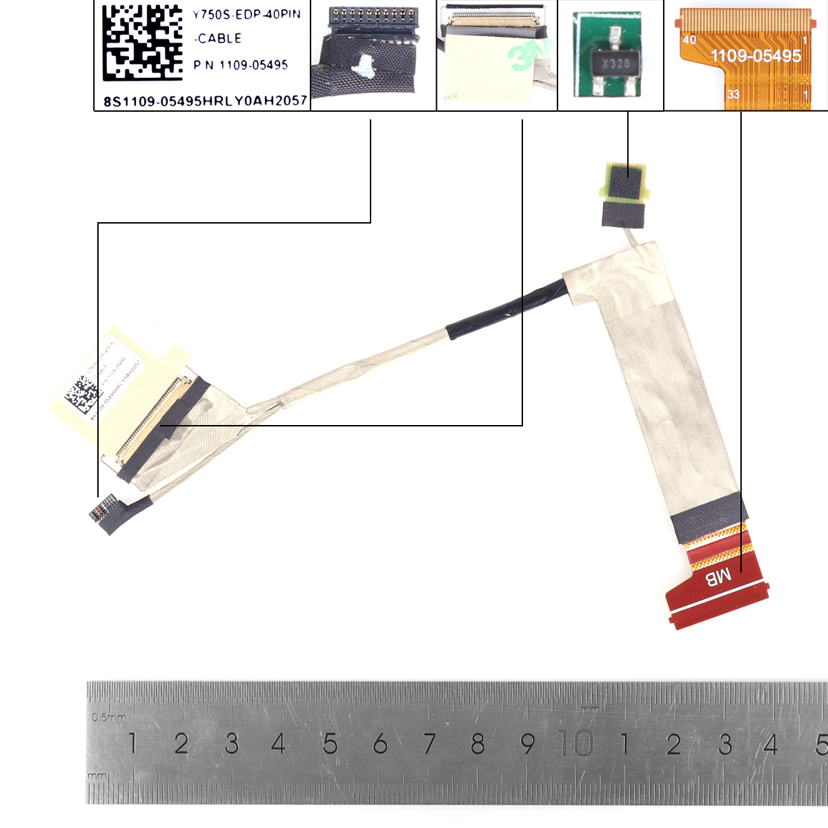 Picture of New LCD Display Screen Cable Replacement  For Lenovo S7-15ARH5 15IMH5 Y750S Y9000X R9000X 2021 40pin0.5