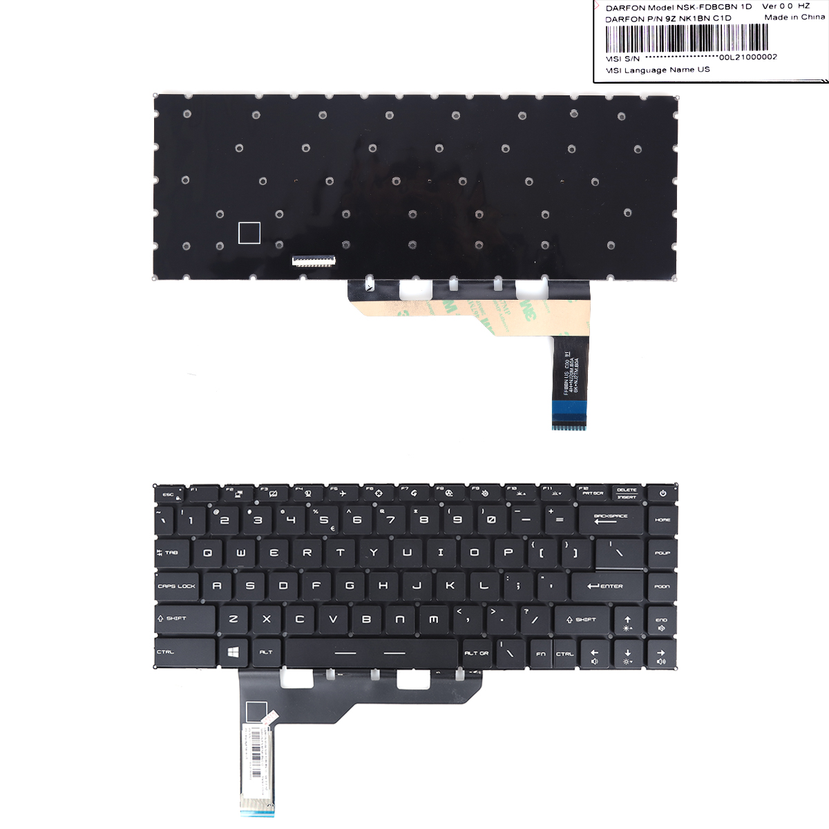 Picture of New Replacement Laptop Keyboard For MSI GP66 Leopard 10UH 11UH 11UG 11UE 12UH 12UGS MS-1542 BLACK(RGB PCB Backlit WIN8) US Layout