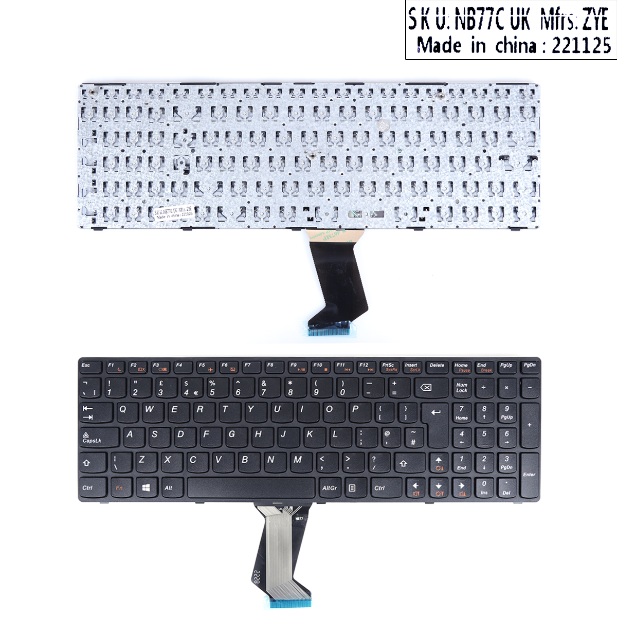 Picture of New Replacement Laptop Keyboard For LENOVO Ideapad Z560 Z560A Z565A G570 BLACK FRAME BLACK OEM Uk Layout