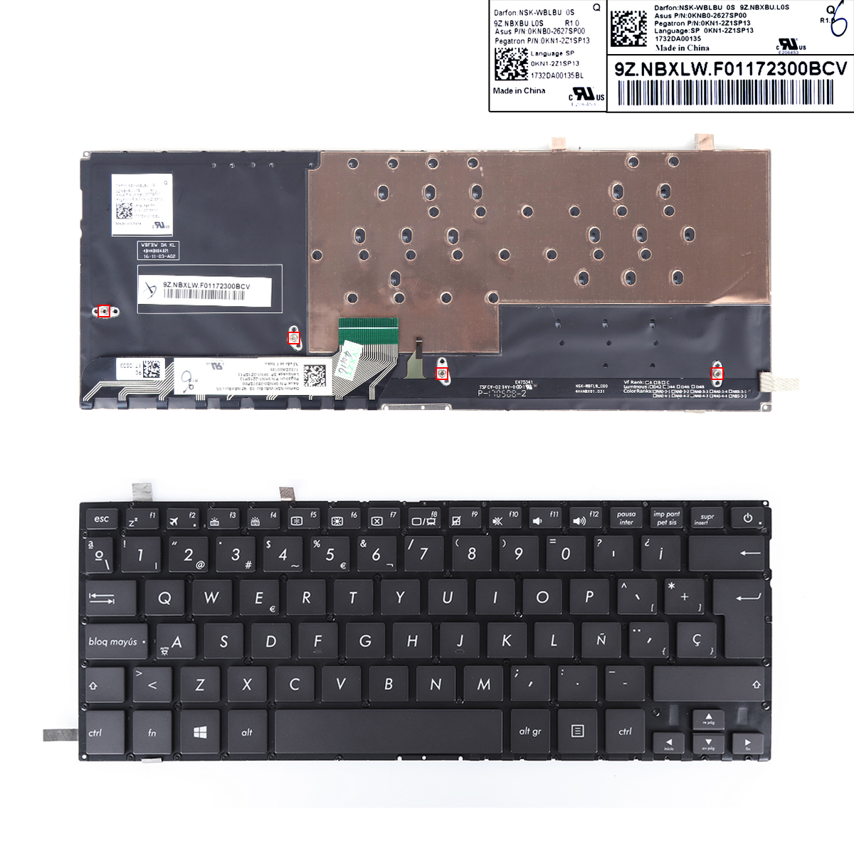 Picture of New Replacement Laptop Keyboard For ASUS UX430 UX430U UX430UA UX430UQ UX430UN U4100U BLACK WIN8 Backlit SP Layout