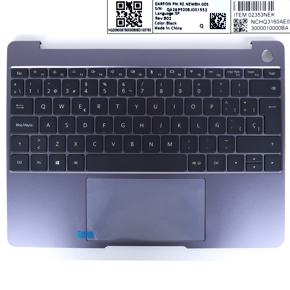 Picture of New Replacement Laptop Cover For Huawei MateBook 13 WRT-W19 W29L WRTB-WFH9L WAH9E Palmrest Upper Cover with touchpad Grey（SPKeyboard）